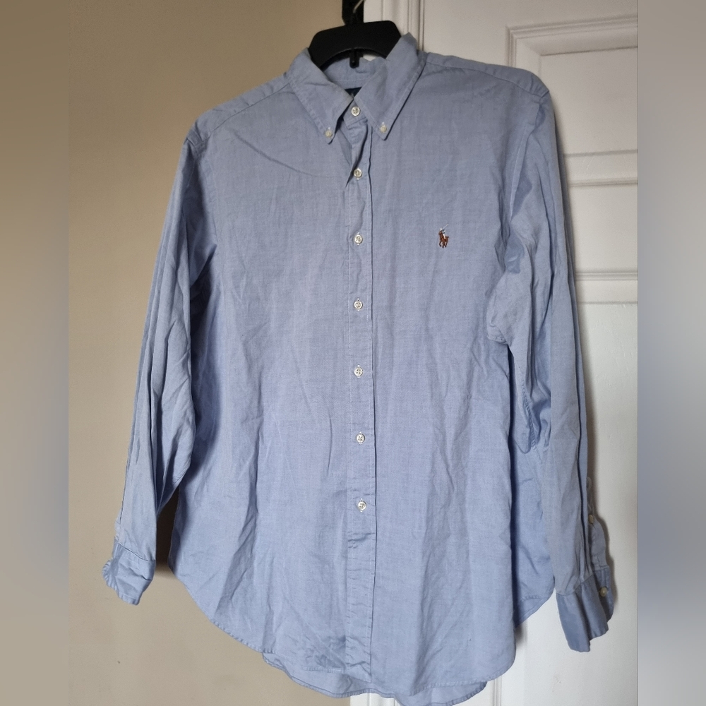 Ralph Lauren Clasic Fit Men's Light Blue Button Down Shirt Cotton Size 17 34/35